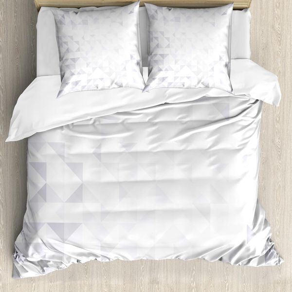 Abakuhaus Copripiumino Grigio E Bianco, Geometrico, Antiacaro, Adatto A Chi Soffre Di Allergie, Con Federe, 200 Cm X 200 Cm - 80 X 80 Cm, Grigio Chiaro Bianco-image