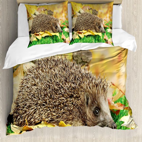 Abakuhaus Copripiumino Igel, Piccolo Riccio, Antiacaro Adatto A Chi Soffre Di Allergie Con Federe, 200 Cm X 200 Cm - 80 X 80 Cm, Marrone Terra Giallo Verde-image