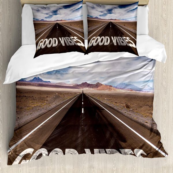 Abakuhaus Riposo Copripiumino, Roadme, Antiacaro, Adatto A Chi Soffre Di Allergie, Con Federe, 155 Cm X 220 Cm - 80 X 80 Cm, Marrone Blu Scuro Bianco-image