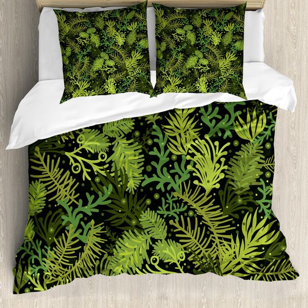Abakuhaus Copripiumino Salvia, Resistente, Antiacaro, Adatto A Chi Soffre Di Allergie, Con Federe, 200 Cm X 200 Cm - 80 X 80 Cm, Verde Oliva Verde Chiaro-image