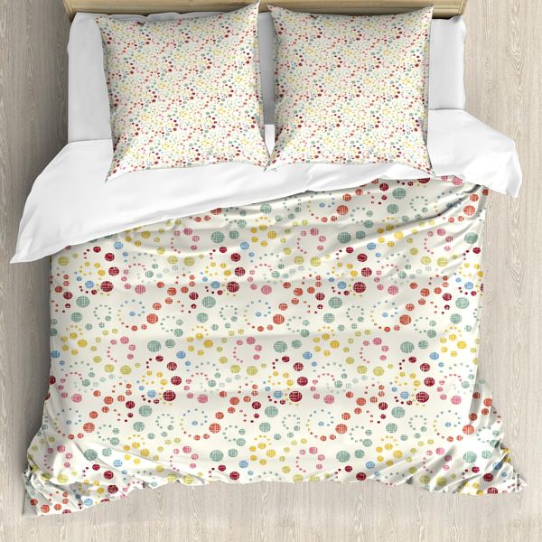 Abakuhaus Copripiumino Astratto, Dot-Strudel Retro Look, Antiacaro, Adatto A Chi Soffre Di Allergie, Con Federe, 155 Cm X 220 Cm - 80 X 80 Cm, Multicolore-image