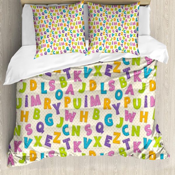Abakuhaus Abc Copripiumino, Lettere Dell'alfabeto Abc, Antiacaro, Adatto A Chi Soffre Di Allergie, Con Federe, 200 Cm X 200 Cm - 80 X 80 Cm, Multicolore-image
