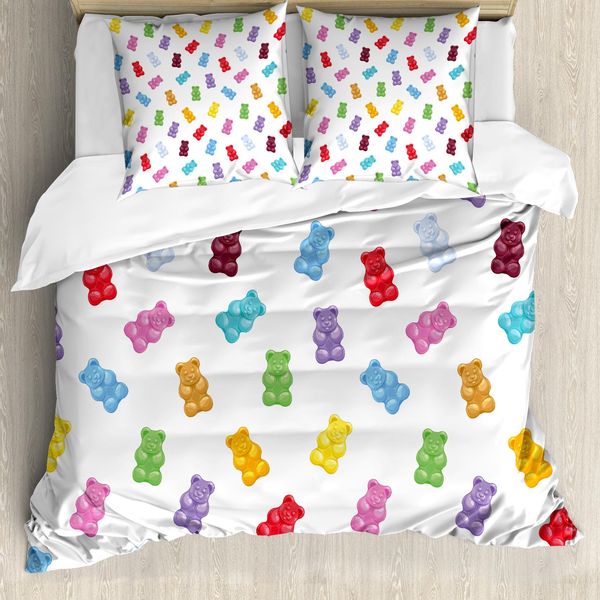 Abakuhaus Copripiumino Dessert, Vibrant GummibäRchen, Antiacaro E Anallergico, Con Federe, 155 Cm X 220 Cm - 80 X 80 Cm, Multicolore-image