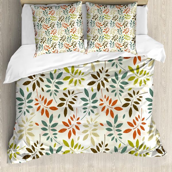 Abakuhaus Copripiumino Grunge, Vintage Falling Leaves, Antiacaro, Adatto A Chi Soffre Di Allergie, Con Federe, 155 Cm X 220 Cm - 80 X 80 Cm, Multicolore-image