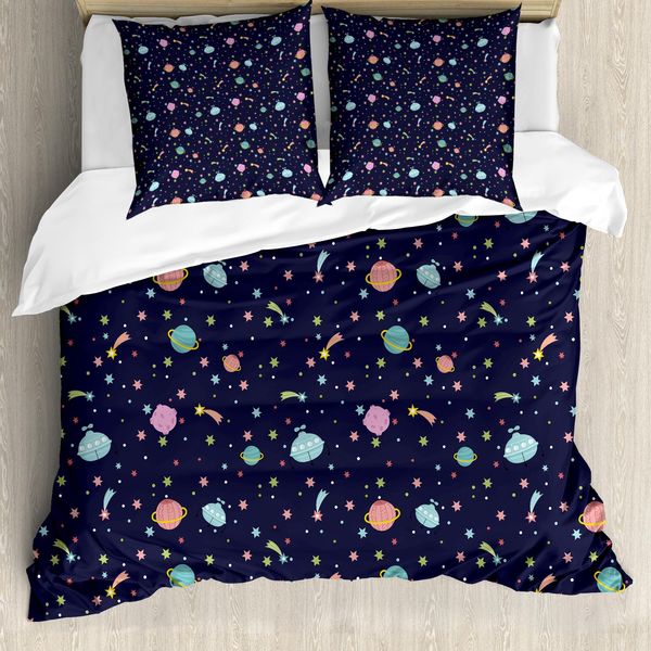 Abakuhaus Copripiumino, Alien-Planeten Asteroid, Antiacaro, Adatto A Chi Soffre Di Allergie, Con Federe, 155 Cm X 220 Cm - 80 X 80 Cm, Multicolore-image