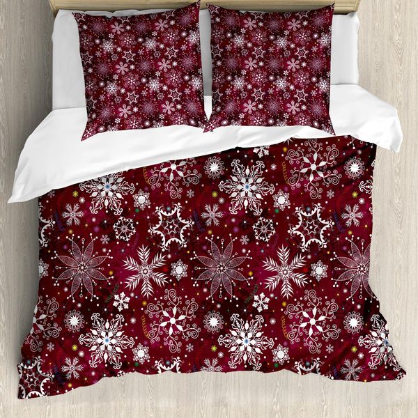 Abakuhaus Copripiumino Invernale, Fiocchi Colorati, Antiacaro, Adatto A Chi Soffre Di Allergie, Con Federe, 155 Cm X 220 Cm - 80 X 80 Cm, Marrone Bianco Multicolore-image
