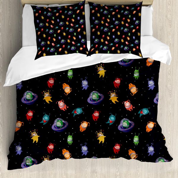Abakuhaus Copripiumino, Aliens In Love Happy, Antiacaro, Adatto A Chi Soffre Di Allergie, Con Federe, 200 Cm X 200 Cm - 80 X 80 Cm, Multicolore-image