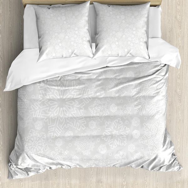 Abakuhaus Set Copripiumino Invernale Per Letti Matrimoniali, Decorato Con Fiocchi Festivi, Antiacaro, Adatto A Chi Soffre Di Allergie, Con Federe, Bianco-image