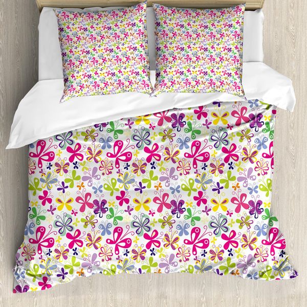 Abakuhaus Copripiumino Butterfly, Ispirato Alla Fauna Primaverile, Antiacaro, Adatto A Chi Soffre Di Allergie, Con Federe, 155 Cm X 220 Cm - 80 X 80 Cm, Multicolore-image