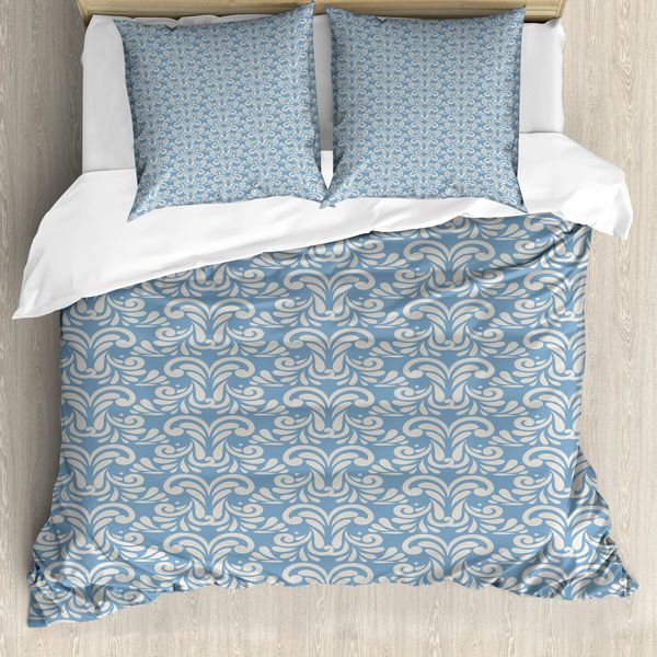 Abakuhaus Copripiumino Geometrico, Strudel Arte Moderna, Antiacaro E Anallergico Con Federe, 155 Cm X 220 Cm - 80 X 80 Cm, Blu Ardesia Tan-image