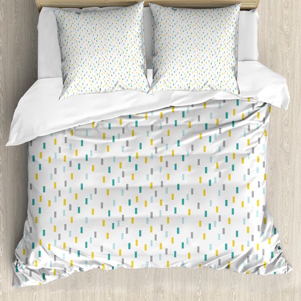 Abakuhaus Copripiumino Geometrico, Linee Corte Nostalgiche, Antiacaro, Adatto A Chi Soffre Di Allergie, Con Federe, 155 Cm X 220 Cm - 80 X 80 Cm, Multicolore-image