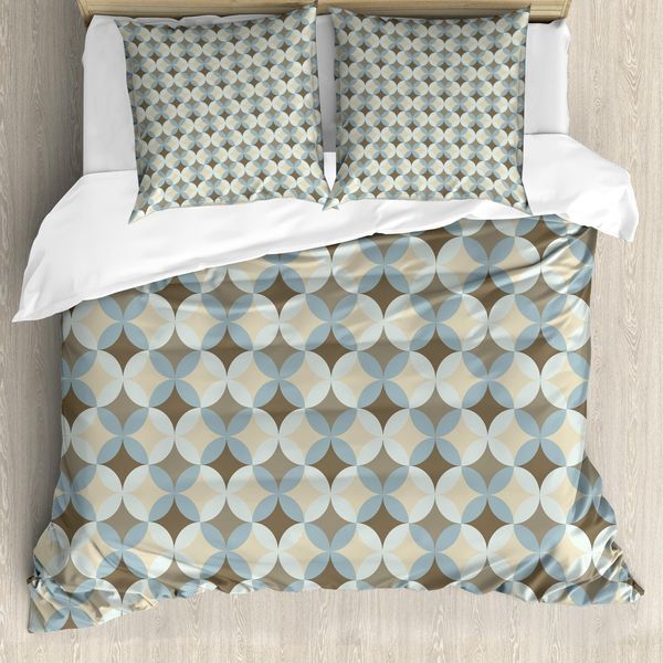 Abakuhaus Copripiumino Geometrico, Cerchi Floreali Rotondi, Antiacaro, Adatto A Chi Soffre Di Allergie, Con Federe, 200 Cm X 200 Cm - 80 X 80 Cm, Multicolore-image