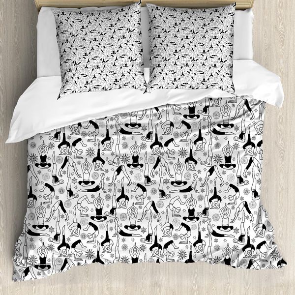 Abakuhaus Copripiumino Yoga, Monochrome Meditation, Antiacaro, Adatto A Chi Soffre Di Allergie, Con Federe, 155 Cm X 220 Cm - 80 X 80 Cm, Bianco E Nero-image