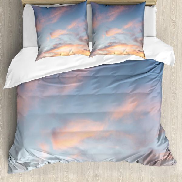 Abakuhaus Copripiumino Himmel, Nuvole Tramonto, Antiacaro, Adatto A Chi Soffre Di Allergie, Con Federe, 155 Cm X 220 Cm - 80 X 80 Cm, Pale Blue Yellow Peach-image