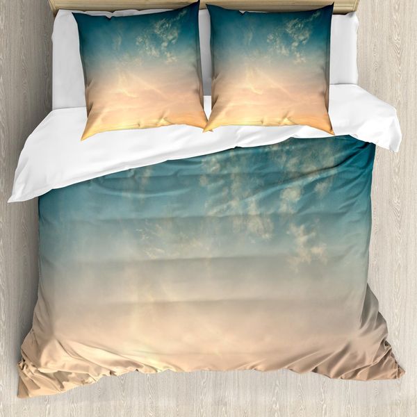 Abakuhaus Copripiumino Himmel, Horizon Sommerzeit Photo, Antiacaro, Adatto A Chi Soffre Di Allergie, Con Federe, 155 Cm X 220 Cm - 80 X 80 Cm, Blu Petrolio Pesca-image