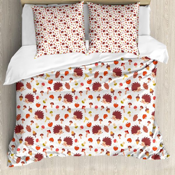 Abakuhaus Copripiumino Pilz, Autumn Hedgehog Acorns, Antiacaro, Adatto A Chi Soffre Di Allergie, Con Federe, 155 Cm X 220 Cm - 80 X 80 Cm, Multicolore-image