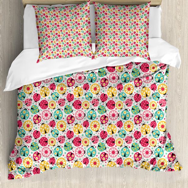 Abakuhaus Copripiuma Coccinella, Disegno Astratto Beetle, Antiacaro, Adatto A Chi Soffre Di Allergie, Con Federe, 155 Cm X 220 Cm - 80 X 80 Cm, Multicolore-image
