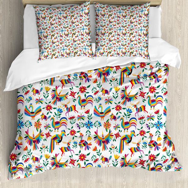 Abakuhaus Copripiumino Messicano, Ispirazione Naturale, Antiacaro, Adatto A Chi Soffre Di Allergie, Con Federe, 155 Cm X 220 Cm - 80 X 80 Cm, Multicolore-image