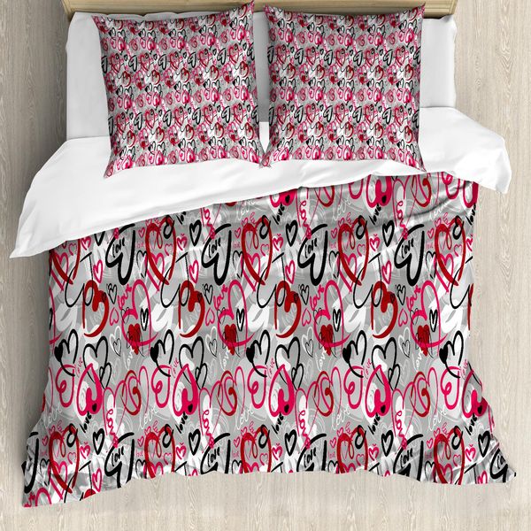 Abakuhaus Copripiumino Love, Romantic Random Hearts, Antiacaro, Adatto A Chi Soffre Di Allergie, Con Federe, 155 Cm X 220 Cm - 80 X 80 Cm, Multicolore-image