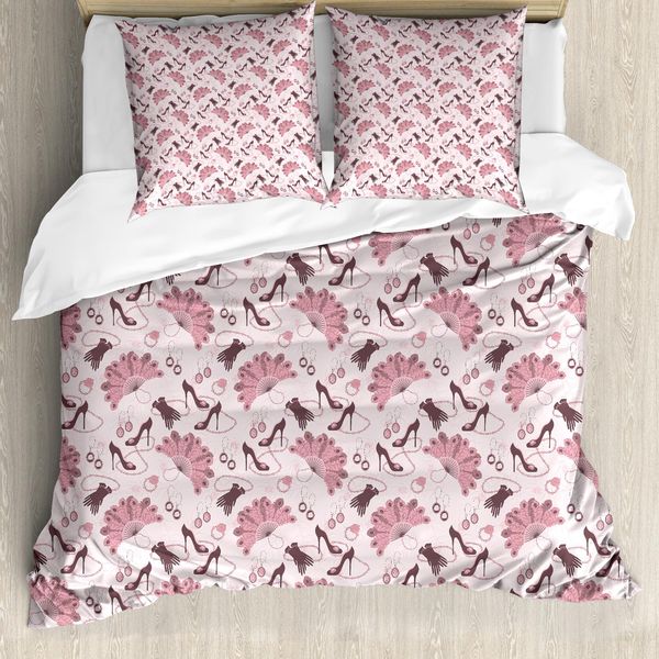 Abakuhaus Copripiumino Vintage, Moda Femminile Retrò, Antiacaro, Adatto A Chi Soffre Di Allergie, Con Federe, 155 Cm X 220 Cm - 80 X 80 Cm, Rosa Pallido-image