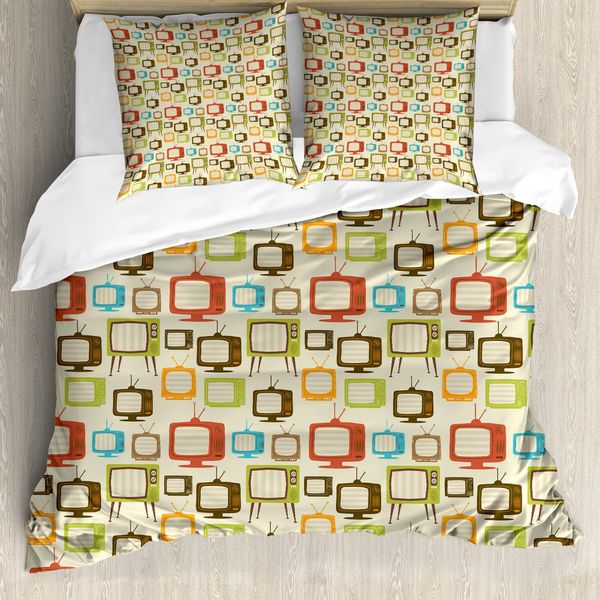 Abakuhaus Copripiumino Vintage, Televisore Retrò, Antiacaro, Adatto A Chi Soffre Di Allergie, Con Federe, 155 Cm X 220 Cm - 80 X 80 Cm, Multicolore-image