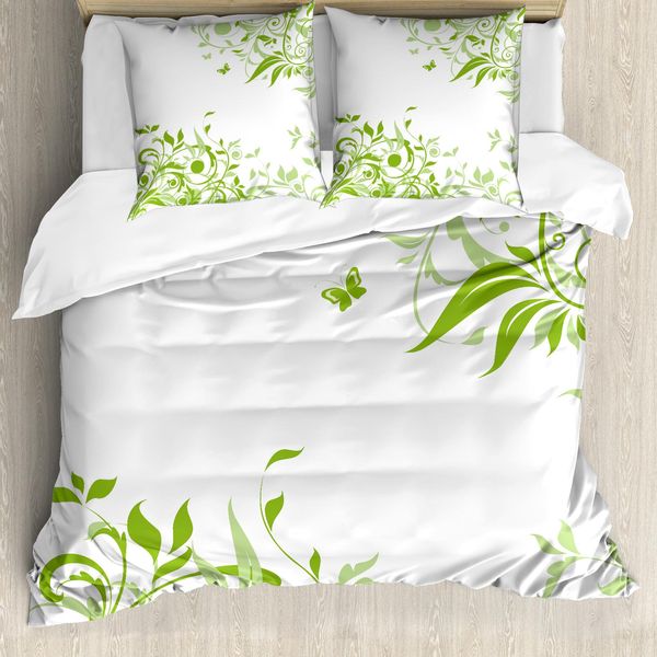 Abakuhaus Copripiumino Verde, Farfalla Primaverile, Antiacaro, Adatto A Chi Soffre Di Allergie, Con Federe, 155 Cm X 220 Cm - 80 X 80 Cm, Verde Lime Chiaro-image