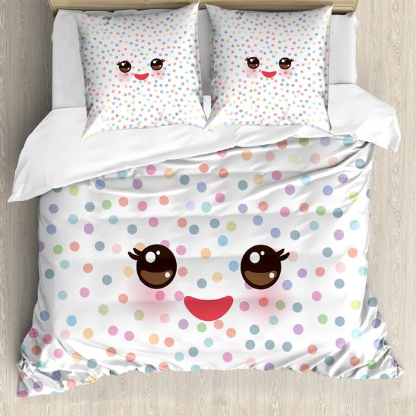 Abakuhaus Copripiumino Wimper, Divertente Museruola Kawaii, Antiacaro, Adatto A Chi Soffre Di Allergie, Con Federe, 155 Cm X 220 Cm - 80 X 80 Cm, Multicolore-image