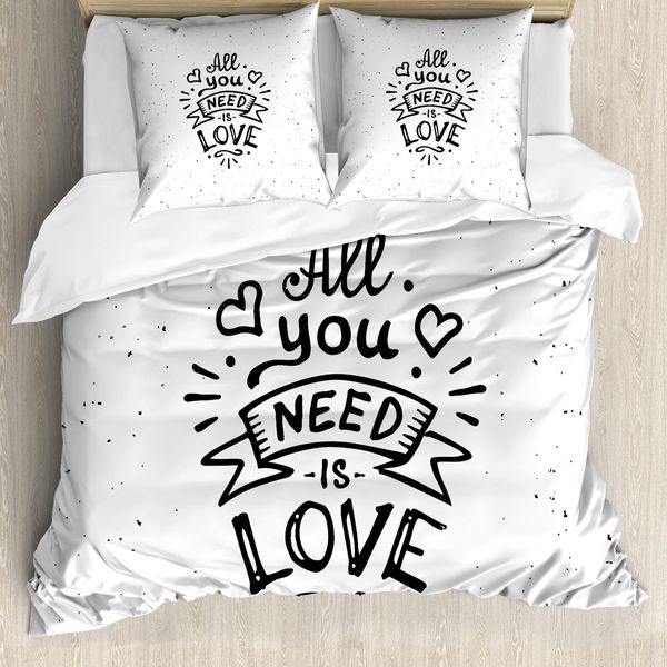 Abakuhaus Copripiumino Liebe, Hippie Vintage, Antiacaro, Adatto A Chi Soffre Di Allergie, Con Federe, 155 Cm X 220 Cm - 80 X 80 Cm, Bianco E Nero-image