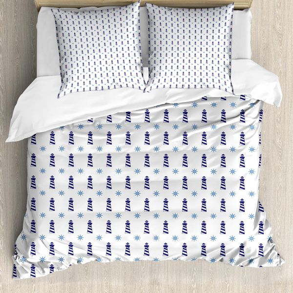 Abakuhaus Copripiumino Blu Navy, Motivo Elaborato Acquamarina, Antiacaro, Adatto A Chi Soffre Di Allergie, Con Federe, 155 Cm X 220 Cm - 80 X 80 Cm, Azzurro Blu Scuro-image