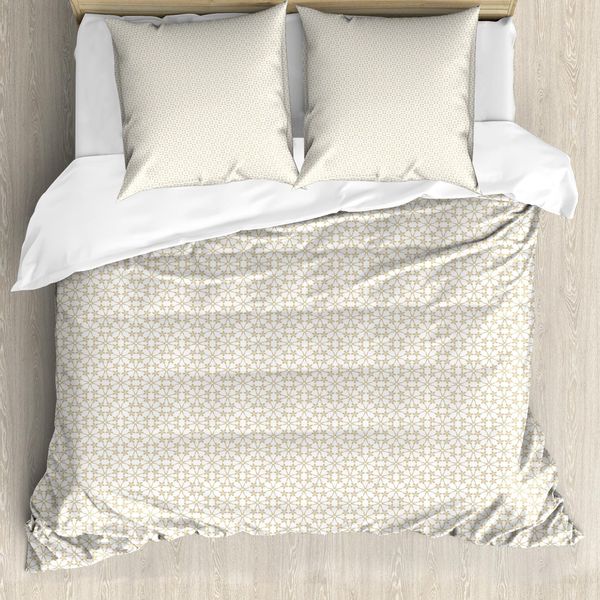 Abakuhaus Copripiumino Beige, Stelle Floreali Astratte, Antiacaro, Adatto A Chi Soffre Di Allergie, Con Federe, 200 Cm X 200 Cm - 80 X 80 Cm, Bianco Tan-image
