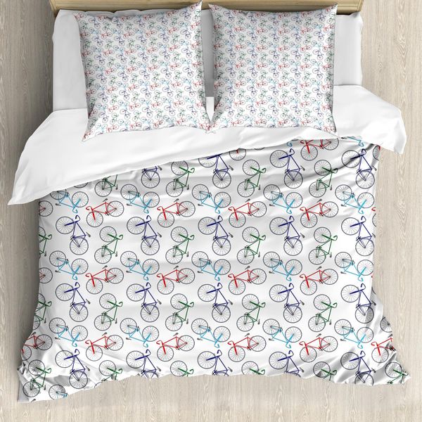 Abakuhaus Copripiumino Bicicletta, Disegno Astratto, Antiacaro, Adatto A Chi Soffre Di Allergie, Con Federe, 155 Cm X 220 Cm - 80 X 80 Cm, Multicolore-image