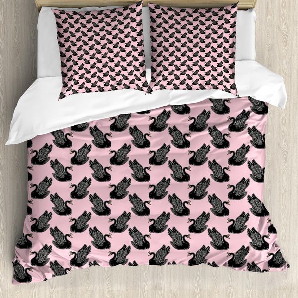 Abakuhaus Copripiumino Schwan, Vintage Black Princesses, Antiacaro, Adatto A Chi Soffre Di Allergie, Con Federe, 155 Cm X 220 Cm - 80 X 80 Cm, Rosa Pallido E Nero-image