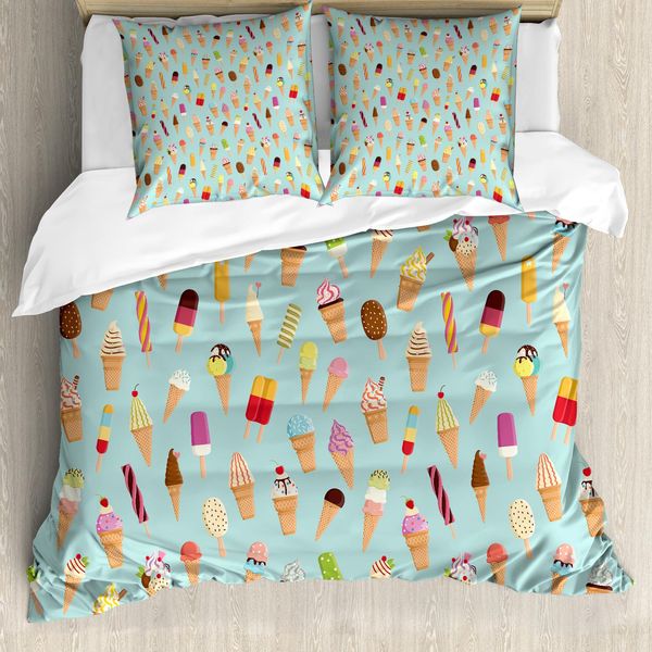 Abakuhaus Eis Copripiumino, Yummy Fruity, Antiacaro, Adatto A Chi Soffre Di Allergie, Con Federe, 200 Cm X 200 Cm - 80 X 80 Cm, Multicolore-image