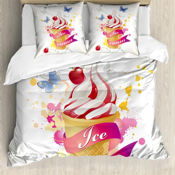 Abakuhaus Eis Copripiumino, Colori Ciliegia, Antiacaro, Adatto A Chi Soffre Di Allergie, Con Federe, 155 Cm X 220 Cm - 80 X 80 Cm, Multicolore-image