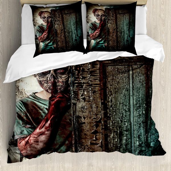Abakuhaus Copripiumino Zombie, Mostro Dagli Occhi Cattivi, Antiacaro, Adatto A Chi Soffre Di Allergie, Con Federe, 200 Cm X 200 Cm - 80 X 80 Cm, Umber Teal Tan-image