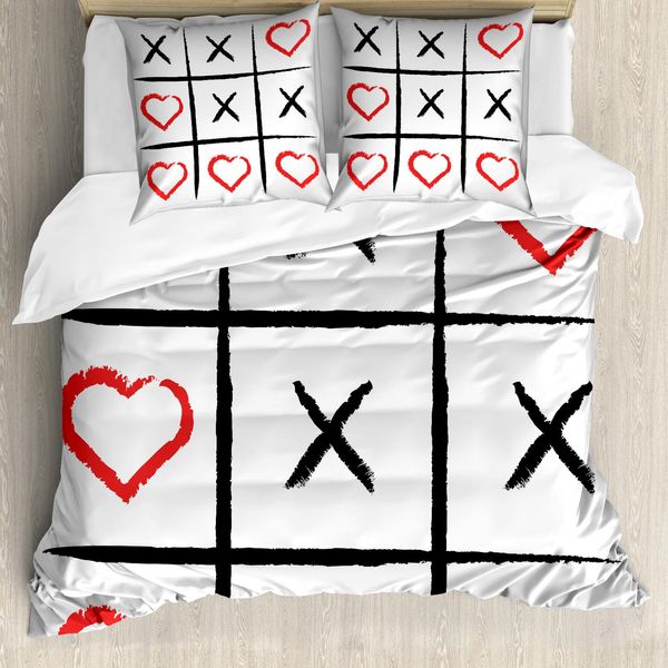 Abakuhaus Xo Copripiumino, Umorismo, Amore, Hobby, Antiacaro Adatto A Chi Soffre Di Allergie Con Federe, 155 Cm X 220 Cm - 80 X 80 Cm, Vermilion Pale Grey-image