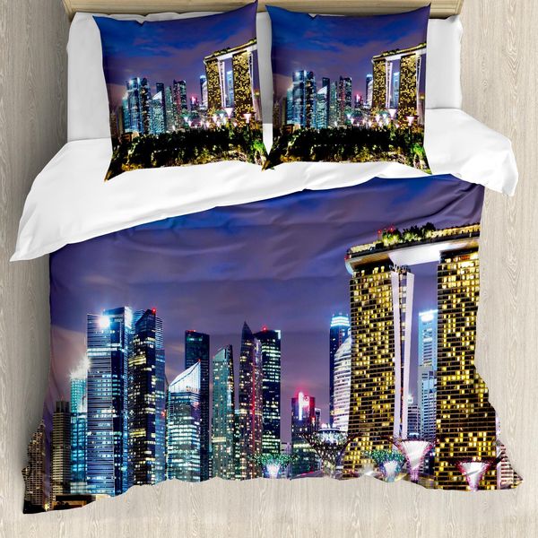 Abakuhaus Copripiumino Da Viaggio, Singapore City, Antiacaro, Adatto A Chi Soffre Di Allergie, Con Federe, 155 Cm X 220 Cm - 80 X 80 Cm, Multicolore-image