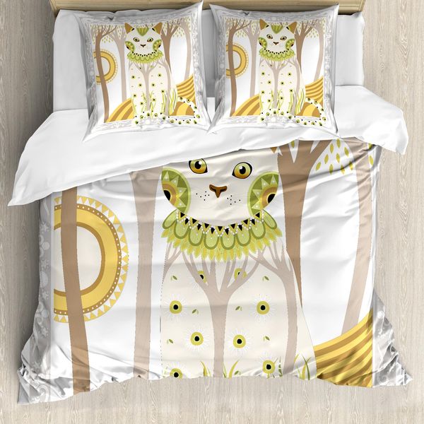 Abakuhaus Copripiumino Per Gatti, Decorato Con Gattini Magici, Antiacaro, Adatto A Chi Soffre Di Allergie, Con Federe, 155 Cm X 220 Cm - 80 X 80 Cm, Multicolore-image