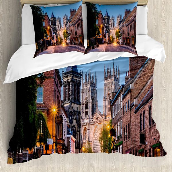 Abakuhaus Copripiumino Gotico, Motivo York Minster, Antiacaro, Adatto A Chi Soffre Di Allergie, Con Federe, 155 Cm X 220 Cm - 80 X 80 Cm, Multicolore-image