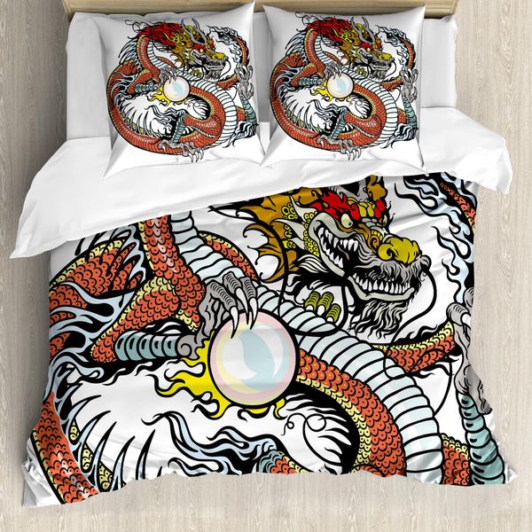 Abakuhaus Copripiumino Drachen, Segni Zodiacali Cinesi, Antiacaro, Adatto A Chi Soffre Di Allergie, Con Federe, 200 Cm X 200 Cm - 80 X 80 Cm, Multicolore-image