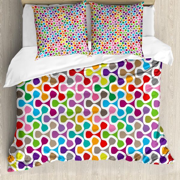 Abakuhaus Copripiumino Astratto, Colori Vivaci, Antiacaro, Adatto A Chi Soffre Di Allergie, Con Federe, 155 Cm X 220 Cm - 80 X 80 Cm, Multicolore-image