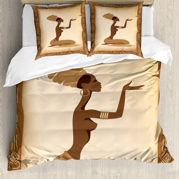 Abakuhaus Copripiumino Africano, Lady Handgeste, Antiacaro, Adatto A Chi Soffre Di Allergie, Con Federe, 200 Cm X 200 Cm - 80 X 80 Cm, Marrone Chiaro-image