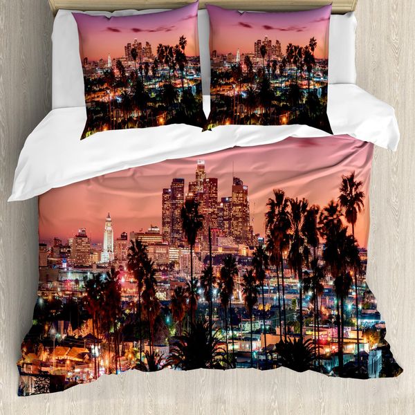 Abakuhaus Stati Uniti Copripiumino, Los Angeles Palms, Antiacaro, Adatto A Chi Soffre Di Allergie, Con Federe, 200 Cm X 200 Cm - 80 X 80 Cm, Multicolore-image