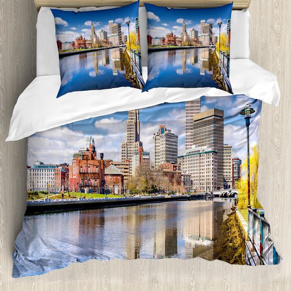 Abakuhaus Stati Uniti Copripiumino, Providence River, Antiacaro, Adatto A Chi Soffre Di Allergie, Con Federe, 200 Cm X 200 Cm - 80 X 80 Cm, Multicolore-image