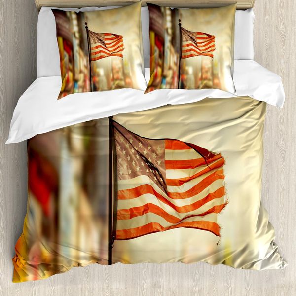 Abakuhaus Stati Uniti Copripiumino, American Independence, Antiacaro, Adatto A Chi Soffre Di Allergie, Con Federe, 200 Cm X 200 Cm - 80 X 80 Cm, Seppia Rosso Blu-image