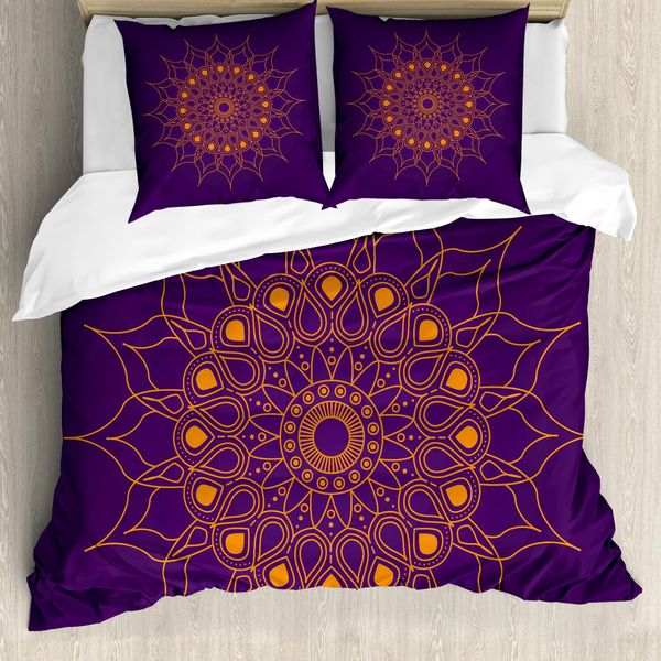 Abakuhaus Copripiumino Viola Mandala, Mystic Sun, Antiacaro, Adatto A Chi Soffre Di Allergie, Con Federe, 155 Cm X 220 Cm - 80 X 80 Cm, Calendula-image