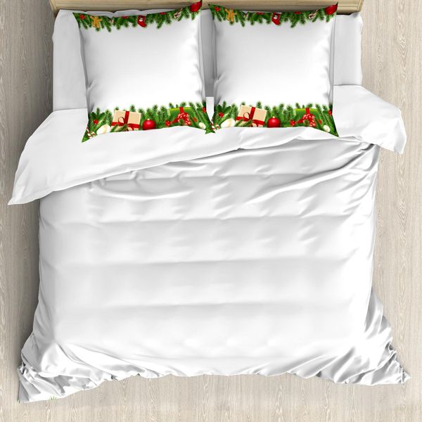 Abakuhaus Copripiumino Natalizio, Ghirlanda Classica Con Alberi, Antiacaro E Anallergico, Con Federe, 155 Cm X 220 Cm - 80 X 80 Cm, Multicolore-image