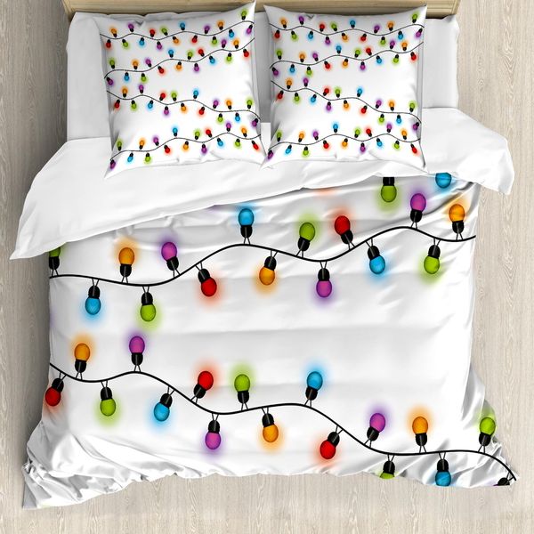 Abakuhaus Copripiumino Natalizio, Vibrant Festivo, Antiacaro Adatto A Chi Soffre Di Allergie Con Federe, 200 Cm X 200 Cm - 80 X 80 Cm, Multicolore-image
