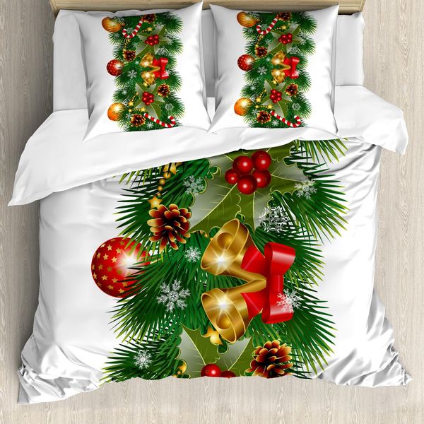 Abakuhaus Copripiumino Natalizio, Decorazioni Natalizie, Antiacaro, Adatto A Chi Soffre Di Allergie, Con Federe, 200 Cm X 200 Cm - 80 X 80 Cm, Multicolore-image