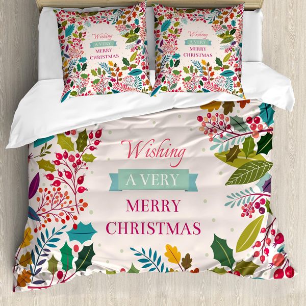 Abakuhaus Copripiumino Natalizio, Fiori Ed Erbe Aromatiche, Antiacaro, Adatto A Chi Soffre Di Allergie, Con Federe, 155 Cm X 220 Cm - 80 X 80 Cm, Multicolore-image